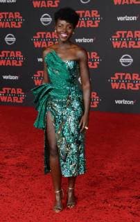 Cast member Lupita Nyong o attends the premiere of the sci-fi motion picture fantasy Star Wars: The Last Jedi at the Shrine Auditorium in Los Angeles on December 9, 2017. Storyline: Having taken her first steps into the Jedi world, Rey joins Luke Skywalker on an adventure with Leia, Finn and Poe that unlocks mysteries of the Force and secrets of the past.  LAP2017120946 JIMxRUYMEN