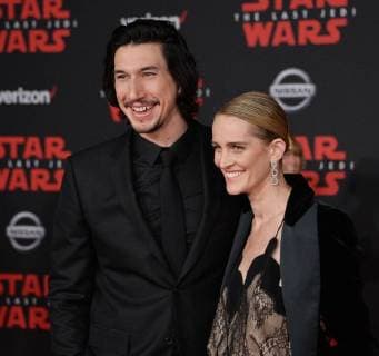 Cast member Adam Driver and his wife Joanne Tucker attend the premiere of the sci-fi motion picture fantasy Star Wars: The Last Jedi at the Shrine Auditorium in Los Angeles on December 9, 2017. Storyline: Having taken her first steps into the Jedi world, Rey joins Luke Skywalker on an adventure with Leia, Finn and Poe that unlocks mysteries of the Force and secrets of the past.  LAP2017120956 JIMxRUYMEN