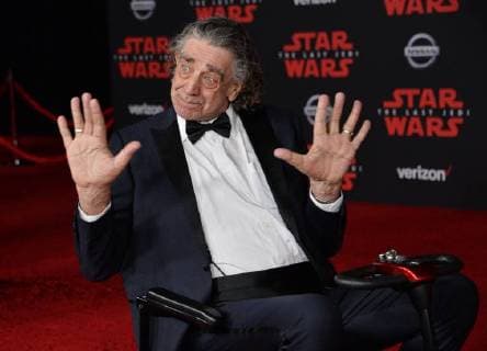 Cast member Peter Mayhew attends the premiere of the sci-fi motion picture fantasy Star Wars: The Last Jedi at the Shrine Auditorium in Los Angeles on December 9, 2017. Storyline: Having taken her first steps into the Jedi world, Rey joins Luke Skywalker on an adventure with Leia, Finn and Poe that unlocks mysteries of the Force and secrets of the past.  LAP2017120919 JIMxRUYMEN
