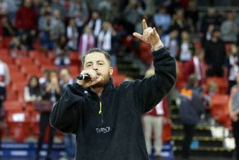 Saenger Bausa, Feat. Bausa + Patrice, FC Bayern Basketball vs. MHP RIESEN Ludwigsburg, Basketball, BBL, 09.12.2017 Muenchen Bayern Deutschland