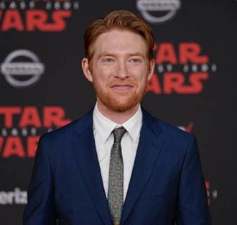 Cast member Domhnall Gleeson attends the premiere of the sci-fi motion picture fantasy Star Wars: The Last Jedi at the Shrine Auditorium in Los Angeles on December 9, 2017. Storyline: Having taken her first steps into the Jedi world, Rey joins Luke Skywalker on an adventure with Leia, Finn and Poe that unlocks mysteries of the Force and secrets of the past.  LAP2017120951 JIMxRUYMEN