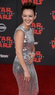 Cast member Billie Lourd attends the premiere of the sci-fi motion picture fantasy Star Wars: The Last Jedi at the Shrine Auditorium in Los Angeles on December 9, 2017. Storyline: Having taken her first steps into the Jedi world, Rey joins Luke Skywalker on an adventure with Leia, Finn and Poe that unlocks mysteries of the Force and secrets of the past.  LAP20171209215 JIMxRUYMEN