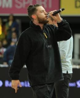 20171209, 1.BBL, FCB Basketball vs Riesen Ludwigsburg, Audi Dome Muenchen, Basketball, Sport, im Bild: Sänger Bausa