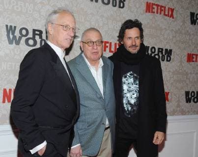 NEW YORK, NY - DECEMBER 12: Eric Olson and Errol Morris and Christian Camargo attends the Wormwood New York premiere at The Campbell on December 12, 2017 in New York City. Copyright: xJohnxPalmerx
