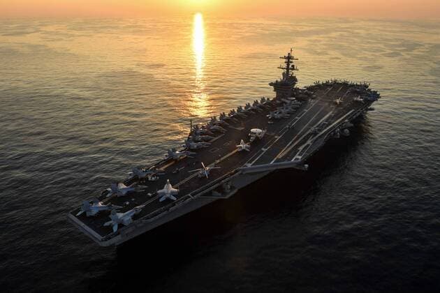 December 6, 2017 - At sea - The U.S. Navy Nimitz-class aircraft carrier USS Theodore Roosevelt steams underway at sunrise December 6, 2017 in the Arabian Gulf. At sea - ZUMAp138 20171206_zaa_p138_045 Copyright: xAnthonyxJ.xRiverax