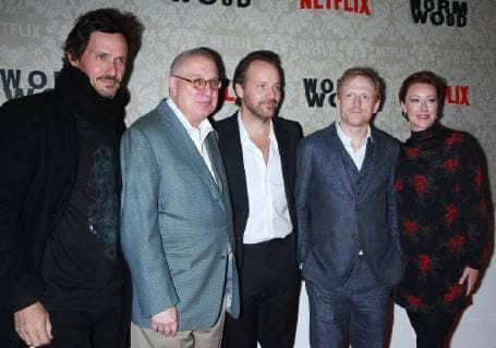NEW YORK, NY - DECEMBER 12: Christian Camargo, Errol Morris, Peter Sarsgaard, Scott Shepherd and Molly Parker at the Netflix premiere of Wormwood at The Campbell in New York City on December 12, 2017. Copyright: xRWx