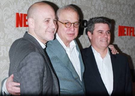 NEW YORK, NY - DECEMBER 12: Peter Friedlander, Errol Morris, Adam Del Leo at the Netflix premiere of Wormwood at The Campbell in New York City on December 12, 2017. Copyright: xRWx