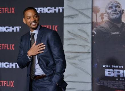 Cast member Will Smith attends the premiere of the sci-fi motion picture thriller Bright at the Regency Village Theatre in the Westwood section of Los Angeles on December 13, 2017. Storyline: Set in a world where mystical creatures live side by side with humans. A human cop is forced to work with an Orc to find a weapon everyone is prepared to kill for.  LAP2017121362 JIMxRUYMEN