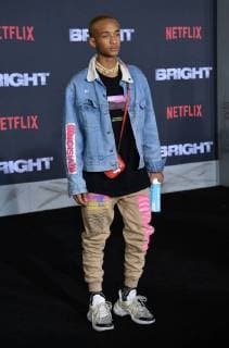 Actor Jaden Smith attends the premiere of the sci-fi motion picture thriller Bright at the Regency Village Theatre in the Westwood section of Los Angeles on December 13, 2017. Storyline: Set in a world where mystical creatures live side by side with humans. A human cop is forced to work with an Orc to find a weapon everyone is prepared to kill for.  LAP2017121395 JIMxRUYMEN