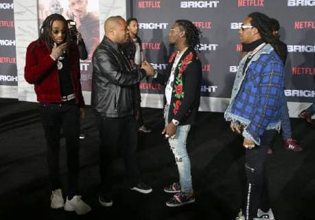 WESTWOOD, CA - DECEMBER 13: Xzibit and, Quavo, Offset, Takeoff Of Migos, at Premiere Of Netflix s Bright at The Regency Village Theatre, In Hollywood, California on December 13, 2017. Copyright: xFayexSadoux