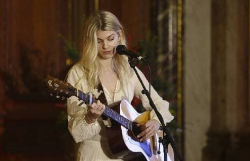 Emma Bale pictured during the award ceremony of Belgodyssee at Royal Palace, Thursday 14 December 2017 in Brussels.  NICOLASxMAETERLINCK 05218757