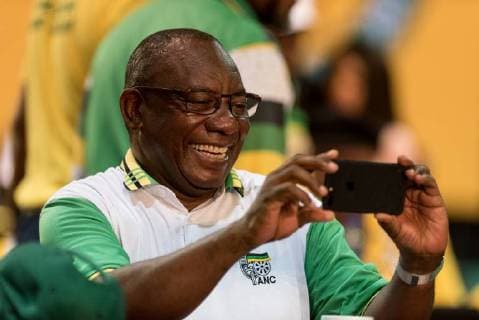 (171218) -- JOHANNESBURG, Dec. 18, 2017 -- Cyril Ramaphosa takes photos before the announcement of results at South Africa s ruling party African National Congress conference in Johannesburg, South Africa, on Dec. 18, 2017. South Africa s ruling party African National Congress (ANC) elected Cyril Ramaphosa on Monday to be the party s president for the next five years. ) SOUTH AFRICA-JOHANNESBURG-ANC-CYRIL RAMAPHOSA-PRESIDENT DavexNaicker 