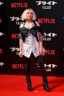 Actress Noomi Rapace poses for the cameras during the Japan premiere for her movie Bright on December 19, 2017, Tokyo, Japan. Rapace, alongside actor Will Smith, Joel Edgerton and director David Ayer, received a warm welcome from the Japanese fans at the event. The film will be released globally on Netflix on December 22.  (gxta_brightjp023)