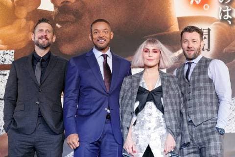 (L to R) Director David Ayer, Will Smith, actress Noomi Rapace and Joel Edgerton, pose for the cameras during the Japan premiere for the movie Bright on December 19, 2017, Tokyo, Japan. The casts received a warm welcome from the Japanese fans at the event. The film will be released globally on Netflix on December 22.  (gxta_brightjp028)