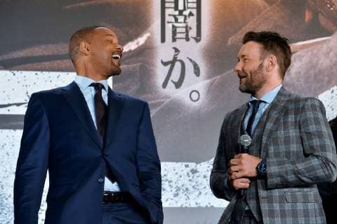 (L-R)Actor Will Smith(L) and Joel Edgerton attend the Japan premier for the film Bright in Tokyo, Japan on December 19, 2017.  TKP2017121925 KEIZOxMORI