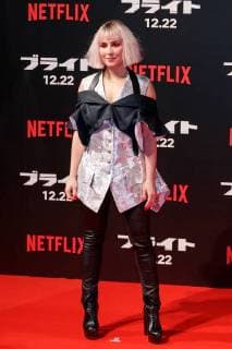 Actress Noomi Rapace poses for the cameras during the Japan premiere for her movie Bright on December 19, 2017, Tokyo, Japan. Rapace, alongside actor Will Smith, Joel Edgerton and director David Ayer, received a warm welcome from the Japanese fans at the event. The film will be released globally on Netflix on December 22. (gxta_brightjp031)