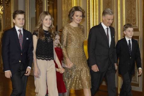 Prince Gabriel, Crown Princess Elisabeth, Princess Eleonore, Queen Mathilde of Belgium, King Philippe - Filip of Belgium and Prince Emmanuel pictured during the yearly Christmas Concert, at the Royal Palace, in Brussels, Wednesday 20 December 2017. The King and Queen want to thank especially those who have contributed to the success of the royal activities throughout the year 2017.  THIERRYxROGE 05266093