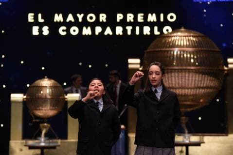 Spain: Christmas Lottery drawn in Madrid School girls sing out the number of the fifth prize of Spain s Christmas lottery known as El Gordo or The Fat One , as they hold lottery balls in Madrid. Madrid Madrid Spain Teatro Real  JorgexSanz