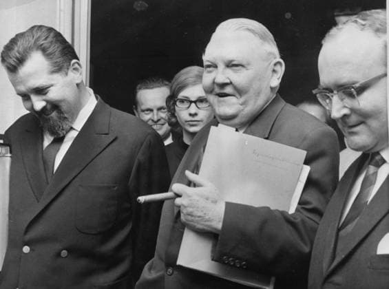WEST GERMAN VICE CHANCELLOR LUDWIG ERHARD TO MEET ADENAUER AT CDP MEETING IN BONN ; 6 MARCH 1963, Copyright: Topfoto  UnitedArchivesIPU452553