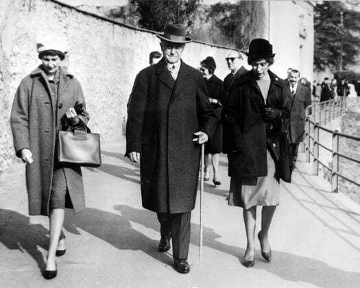 WEST GERMAN CHANCELLOR KONRAD ADENAUER WITH DAUGHTER RIA REINERS AND LOTTE MULHAUPT IN ITALY ; 22 MARCH 1963, Copyright: Topfoto  UnitedArchivesIPU453489