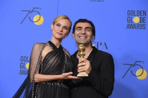 January 7, 2018 - Los Angeles, California, U.S. - DIANE KRUGER AND FATIH AKIN in the Press Room during the 75th Annual Golden Globe Awards, at The Beverly Hilton Hotel. Los Angeles U.S. - ZUMAz03_ 20180107_zbp_z03_250 Copyright: xKevinxSullivanx