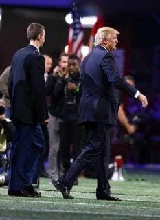 January 8, 2018 - Atlanta, Georgia, U.S - President Trump was in there for the singing of the National Athem before the CFP National Championship game between the Georgia Bulldogs and the Alabama Crimson Tide at the Mercedes-Benz Stadium. (Credit Image: © Frank Mattia via ZUMA Wire)  ZUMA-20180108_zap_m306_005.jpg FrankxMattia