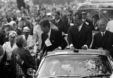 US AMERICAN PRESIDENT JOHN F KENNEDY WITH WEST BERLIN MAYOR WILLY BRANDT AND WEST GERMAN CHANCELLOR KONRAD ADENAUER IN BERLIN ; 27 JUNE 1963, Copyright: Topfoto  UnitedArchivesIPU459417