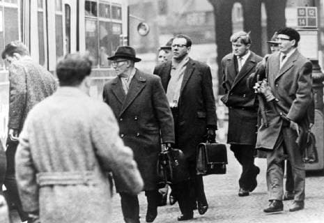 LAW & ORDER SCHLAGE BRUNO PERY BROAD TRAM AFTER AFTER 32ND SESSION OF AUSCHWITZ TRIAL IN FRANKFURT, GERMANY ; 7 APRIL 1964, Copyright: Topfoto  UnitedArchivesIPU474531