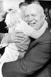 SOVIET PRIME MINISTER NIKITA KHRUSHCHEV - HUG FROM LITTLE GIRL IN COPENHAGEN ; 17 JUNE 1964, Copyright: Topfoto  UnitedArchivesIPU479065