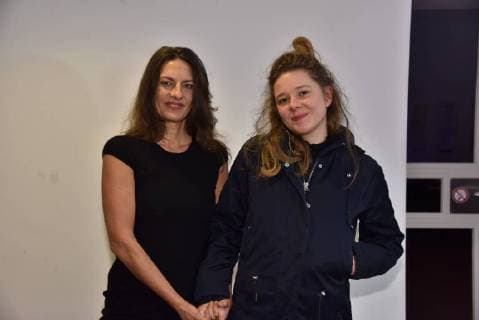 Die Schauspielerin Catrin Striebeck, l-r, und die Regisseurin Charlotte Sprenger posiert am 12.01.2018 in Köln bei der Kino Premiere des Films Das Milan Protokoll
