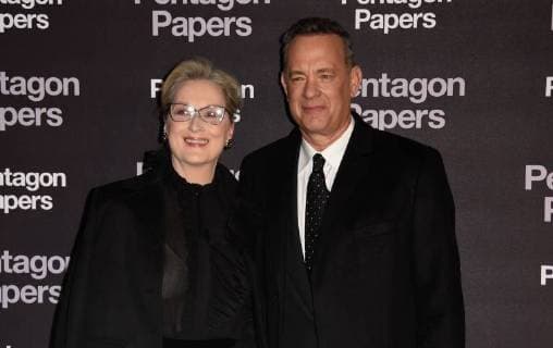 Meryl Streep ( actrice ) - Tom Hanks ( acteur ) CELEBRITES : Avant premiere du film PENTAGON PAPERS - Paris - 13 01 2018 FedericoPestellini Panoramic 