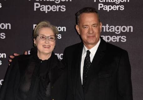 Meryl Streep ( actrice ) - Tom Hanks ( acteur ) CELEBRITES : Avant premiere du film PENTAGON PAPERS - Paris - 13 01 2018 FedericoPestellini Panoramic 
