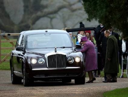 HM Queen Elizabeth II and Prince Philip, Duke of Edinburgh both take the car back to Sandringham House (Prince Philip, Duke of Edinburgh normally walks to and from church), after attending the St. Mary Magdalene Church Sunday morning service, in Sandringham, Norfolk, on January 14, 2018 