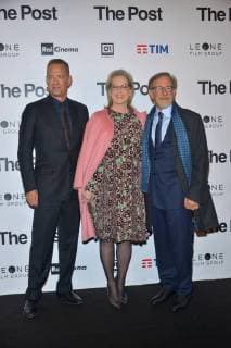 Milan, The Post movie preview. In the picture: Tom Hanks, Meryl Streep, Steven Spielberg  Copyright: xSimonexComix xIPAx xComi Terenghix