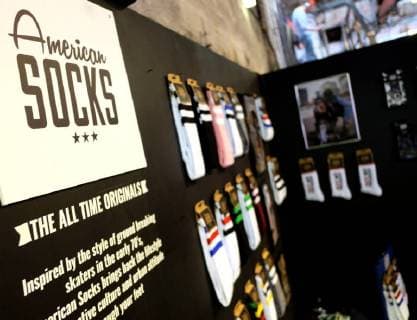 Berlin. 16 JAN 2018. American Socks Messestand auf der BRIGHT Tradeshow. Skate- und Streetwear. Arena Berlin Treptow. BRIGHT XXVI. EUROPE S LEADING TRADE SHOW FOR STREET AND URBAN WEAR, SKATEBOARDING AND BOARDSPORT. Berlin Fashion Week. Copyright: Priller&MAUG PRM205484X