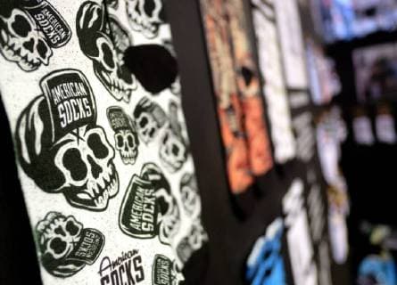 Berlin. 16 JAN 2018. American Socks Messestand auf der BRIGHT Tradeshow. Skate- und Streetwear. Arena Berlin Treptow. BRIGHT XXVI. EUROPE S LEADING TRADE SHOW FOR STREET AND URBAN WEAR, SKATEBOARDING AND BOARDSPORT. Berlin Fashion Week. Copyright: Priller&MAUG PRM205493X