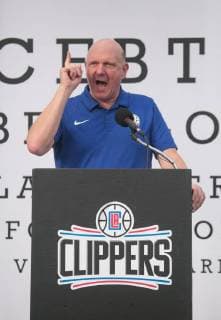 January 16, 2018 - Compton, California, U.S - LA Clippers Foundation and Vision to Learn announce their plans to provide free eye exams and glasses to LAUSD Students at Lovelia P. Flournoy Elementary School in Compton, California. Steve Ballmer speaks about the initiative. January 16, 2018. Compton U.S. - ZUMAp124 20180116_zaa_p124_002 Copyright: xArianaxRuizx