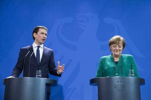 Themen der Woche Bilder des Tages Bundeskanzlerin Angela Merkel und der Oesterreichischen Bundeskanzler Sebastian Kurz waehrend einer PK im Kanzleramt in Berlin am 17. Januar 2018. Bundeskanzlerin Angela Merkel trifft den Oesterreichischen Bundeskanzler Sebastian Kurz *** German Chancellor Angela Merkel and Austrian Chancellor Sebastian Kurz during a PK in the Chancellor s Office in Berlin on 17 January 2018 German Chancellor Angela Merkel meets the Austrian Chancellor Sebastian Kurz