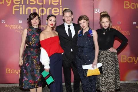 Lena Schoemann (Produzentin), Jella Hasse, Maximilian von der Groeben, Gizem Emre, Anna Lena Klenke, Verleihung des Bayerischen Filmpreis 2018 im Prinzrengententheater in Muenchen am 20.01.2018