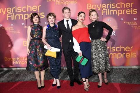 Lena Schoemann (Produzentin), Jella Hasse, Maximilian von der Groeben, Gizem Emre, Anna Lena Klenke, Verleihung des Bayerischen Filmpreis 2018 im Prinzrengententheater in Muenchen am 20.01.2018