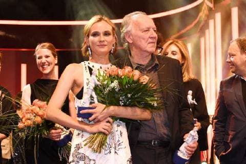 Die beiden Preisträger Diane Kruger und Werner Herzog bei der Verleihung Bayerischer Filmpreis 2018 am 19.01.2018 im Prinzregententheater in München Bayerischer Filmpreis 2018 in Muenchen