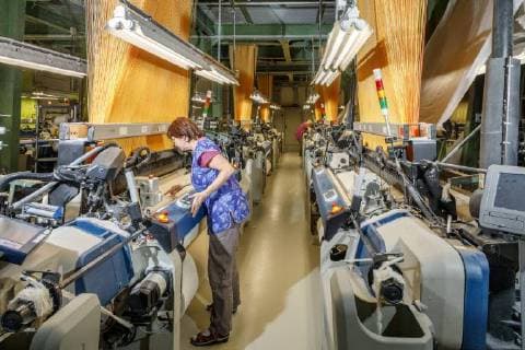 Oberlausitzer Damast von Damino DEU Sachsen Großschönau Â In der Weberei des Damastproduzenten Damino GmbH arbeitet Anett Treukler an einer Webmaschine: Damast, ein edles Baumwollbildgewebe ursprünglich aus China, wurde 1666 erstmals in Deutschland in hergestellt, im traditionellen Oberlausitzer Textilstandort Großschönau. In keinem anderen Ort Deutschlands wurde so viel und so lange kostbare Damast-Tischwäsche gewebt. Die Damino GmbH gehört zu den letzten drei großen Damastproduzenten in Deutschland. Etwa 140 Mitarbeiter produzieren und konfektionierten das edle Gewebe für Bett- und Tischwäsche, aber auch Damast für Bekleidung. Auf modernen Jacquard- und Schaftmaschinen werden Rohgewebe aus Baumwolle oder in verschiedenen Mischungen gewebt. Damast ist ein Gewebe, bei dem sich kett- und schusssichtige Partien abwechseln