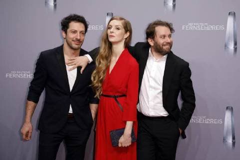 Fahri Yardim, Pheline Roggan und Christian Ulmen bei der Verleihung des Deutschen Fernsehpreises 2018 im Palladium. Köln, 26.01.2018