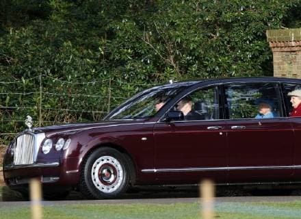 HM Queen Elizabeth II arrives by car attending the St. Mary Magdalene Church Sunday morning service, in Sandringham, Norfolk, on January 28, 2018 