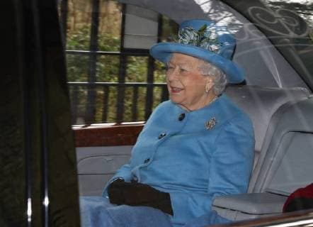 HM Queen Elizabeth II is all smiles after attending the St. Mary Magdalene Church Sunday morning service, in Sandringham, Norfolk, on January 28, 2018 