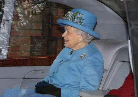 HM Queen Elizabeth II is all smiles after attending the St. Mary Magdalene Church Sunday morning service, in Sandringham, Norfolk, on January 28, 2018 