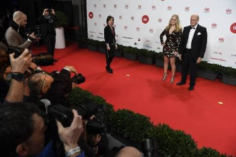 television presenter and actor Jacques Vermeire and his partner arrive for the eleventh edition of the MIA s (Music Industry Award) award show, in Brussels, Tuesday 30 January 2018. The MIA awards are handed out by the VRT and Kunstenpunt.  JASPERxJACOBS 05286453