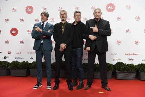Mario Goossens, Ruben Block, unidentified and Monsieur Paul Van Bruystegem pictured on the red carpet at the arrival for the eleventh edition of the MIA s (Music Industry Award) award show, in Brussels, Tuesday 30 January 2018. The MIA awards are handed out by the VRT and Kunstenpunt.  JASPERxJACOBS 05286472