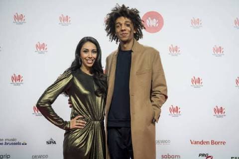 Danira Boukhriss Terkessidis and Bouba Kalala pictured on the red carpet at the arrival for the eleventh edition of the MIA s (Music Industry Award) award show, in Brussels, Tuesday 30 January 2018. The MIA awards are handed out by the VRT and Kunstenpunt.  JASPERxJACOBS 05286528