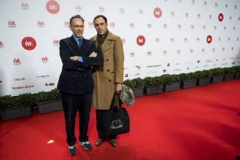 Stephen Dewaele and David Dewaele of Soulwax pictured on the red carpet at the arrival for the eleventh edition of the MIA s (Music Industry Award) award show, in Brussels, Tuesday 30 January 2018. The MIA awards are handed out by the VRT and Kunstenpunt.  JASPERxJACOBS 05286545